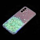 For Samsung Galaxy A14 5G Transparent Frame Noctilucent Glitter Powder TPU Phone Case(Green) - 3