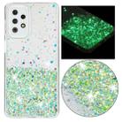 For Samsung Galaxy A23 4G / A23 5G  Transparent Frame Noctilucent Glitter Powder TPU Phone Case(Green) - 1