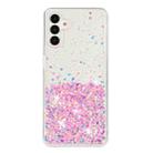 For Samsung Galaxy A35 5G Transparent Frame Noctilucent Glitter Powder TPU Phone Case(Pink) - 2