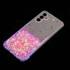For Samsung Galaxy A35 5G Transparent Frame Noctilucent Glitter Powder TPU Phone Case(Pink) - 3