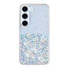 For Samsung Galaxy S23 5G Transparent Frame Noctilucent Glitter Powder TPU Phone Case(White) - 2