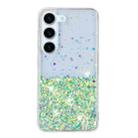 For Samsung Galaxy S23 5G Transparent Frame Noctilucent Glitter Powder TPU Phone Case(Green) - 2