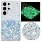 For Samsung Galaxy S23 Ultra 5G Transparent Frame Noctilucent Glitter Powder TPU Phone Case(White) - 1