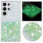 For Samsung Galaxy S23 Ultra 5G Transparent Frame Noctilucent Glitter Powder TPU Phone Case(Green) - 1