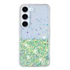For Samsung Galaxy S24 5G Transparent Frame Noctilucent Glitter Powder TPU Phone Case(Green) - 2