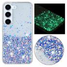 For Samsung Galaxy S24+ 5G Transparent Frame Noctilucent Glitter Powder TPU Phone Case(Purple) - 1