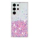 For Samsung Galaxy S24 Ultra 5G Transparent Frame Noctilucent Glitter Powder TPU Phone Case(Pink) - 2