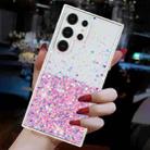 For Samsung Galaxy S24 Ultra 5G Transparent Frame Noctilucent Glitter Powder TPU Phone Case(Pink) - 3