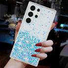 For Samsung Galaxy S24 Ultra 5G Transparent Frame Noctilucent Glitter Powder TPU Phone Case(Blue) - 3