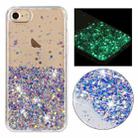 For iPhone 8 / 7 Transparent Frame Noctilucent Glitter Powder TPU Phone Case(Purple) - 1