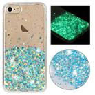 For iPhone 8 / 7 Transparent Frame Noctilucent Glitter Powder TPU Phone Case(Blue) - 1