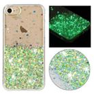 For iPhone 8 / 7 Transparent Frame Noctilucent Glitter Powder TPU Phone Case(Green) - 1