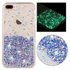 For iPhone 8 Plus / 7 Plus Transparent Frame Noctilucent Glitter Powder TPU Phone Case(Purple) - 1