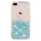 For iPhone 8 Plus / 7 Plus Transparent Frame Noctilucent Glitter Powder TPU Phone Case(Blue) - 2