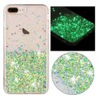 For iPhone 8 Plus / 7 Plus Transparent Frame Noctilucent Glitter Powder TPU Phone Case(Green) - 1