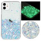 For iPhone 11 Transparent Frame Noctilucent Glitter Powder TPU Phone Case(White) - 1