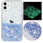 For iPhone 11 Transparent Frame Noctilucent Glitter Powder TPU Phone Case(Purple) - 1