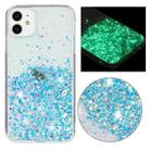 For iPhone 11 Transparent Frame Noctilucent Glitter Powder TPU Phone Case(Blue) - 1
