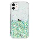 For iPhone 11 Transparent Frame Noctilucent Glitter Powder TPU Phone Case(Green) - 2