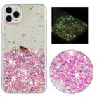 For iPhone 11 Pro Transparent Frame Noctilucent Glitter Powder TPU Phone Case(Pink) - 1