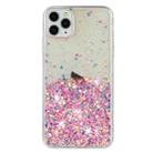 For iPhone 11 Pro Transparent Frame Noctilucent Glitter Powder TPU Phone Case(Pink) - 2