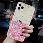 For iPhone 11 Pro Transparent Frame Noctilucent Glitter Powder TPU Phone Case(Pink) - 3