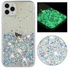 For iPhone 11 Pro Transparent Frame Noctilucent Glitter Powder TPU Phone Case(White) - 1