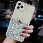 For iPhone 11 Pro Transparent Frame Noctilucent Glitter Powder TPU Phone Case(White) - 3