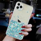 For iPhone 11 Pro Transparent Frame Noctilucent Glitter Powder TPU Phone Case(Blue) - 3