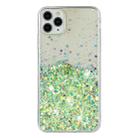 For iPhone 11 Pro Transparent Frame Noctilucent Glitter Powder TPU Phone Case(Green) - 2