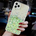 For iPhone 11 Pro Transparent Frame Noctilucent Glitter Powder TPU Phone Case(Green) - 3