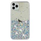For iPhone 11 Pro Max Transparent Frame Noctilucent Glitter Powder TPU Phone Case(White) - 2