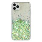 For iPhone 11 Pro Max Transparent Frame Noctilucent Glitter Powder TPU Phone Case(Green) - 2