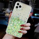 For iPhone 11 Pro Max Transparent Frame Noctilucent Glitter Powder TPU Phone Case(Green) - 3