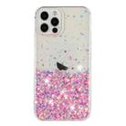 For iPhone 12 Pro Transparent Frame Noctilucent Glitter Powder TPU Phone Case(Pink) - 2