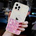 For iPhone 12 Pro Transparent Frame Noctilucent Glitter Powder TPU Phone Case(Pink) - 3