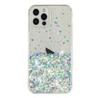 For iPhone 12 Pro Transparent Frame Noctilucent Glitter Powder TPU Phone Case(White) - 2