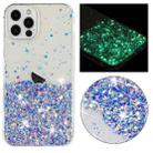 For iPhone 12 Pro Transparent Frame Noctilucent Glitter Powder TPU Phone Case(Purple) - 1