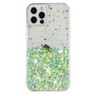 For iPhone 12 Pro Transparent Frame Noctilucent Glitter Powder TPU Phone Case(Green) - 2