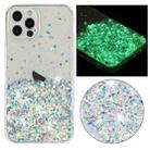 For iPhone 12 Pro Max Transparent Frame Noctilucent Glitter Powder TPU Phone Case(White) - 1