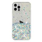 For iPhone 12 Pro Max Transparent Frame Noctilucent Glitter Powder TPU Phone Case(White) - 2