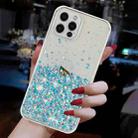 For iPhone 12 Pro Max Transparent Frame Noctilucent Glitter Powder TPU Phone Case(Blue) - 3