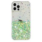 For iPhone 12 Pro Max Transparent Frame Noctilucent Glitter Powder TPU Phone Case(Green) - 2