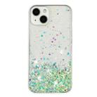For iPhone 13 Transparent Frame Noctilucent Glitter Powder TPU Phone Case(Green) - 2