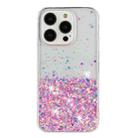 For iPhone 13 Pro Max Transparent Frame Noctilucent Glitter Powder TPU Phone Case(Pink) - 2