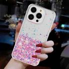 For iPhone 13 Pro Transparent Frame Noctilucent Glitter Powder TPU Phone Case(Pink) - 3