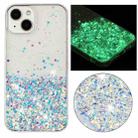 For iPhone 14 Transparent Frame Noctilucent Glitter Powder TPU Phone Case(White) - 1