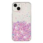 For iPhone 14 Plus Transparent Frame Noctilucent Glitter Powder TPU Phone Case(Pink) - 2