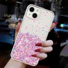 For iPhone 14 Plus Transparent Frame Noctilucent Glitter Powder TPU Phone Case(Pink) - 3