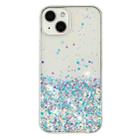 For iPhone 14 Plus Transparent Frame Noctilucent Glitter Powder TPU Phone Case(White) - 2